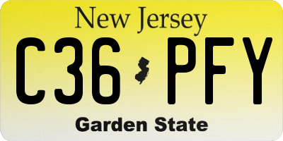 NJ license plate C36PFY