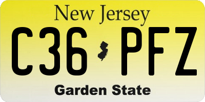NJ license plate C36PFZ