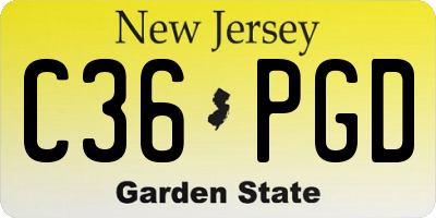NJ license plate C36PGD