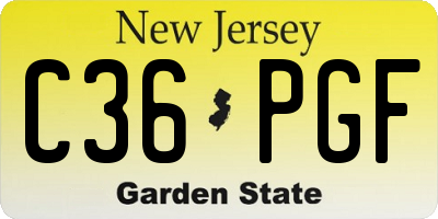 NJ license plate C36PGF
