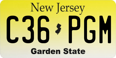 NJ license plate C36PGM