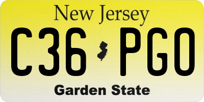 NJ license plate C36PGO