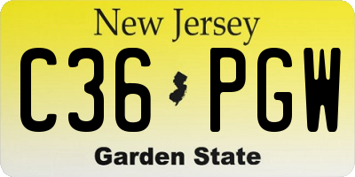 NJ license plate C36PGW