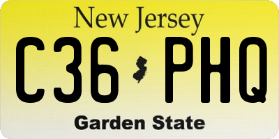 NJ license plate C36PHQ