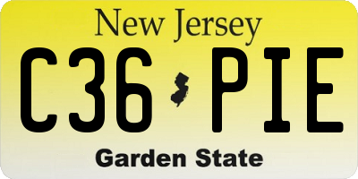 NJ license plate C36PIE