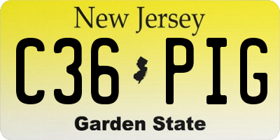 NJ license plate C36PIG