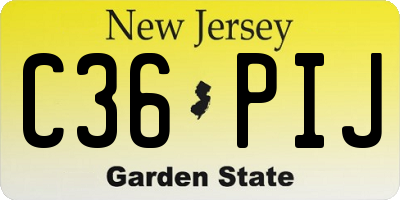NJ license plate C36PIJ