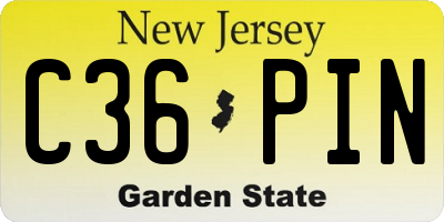 NJ license plate C36PIN
