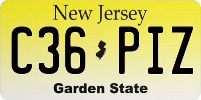 NJ license plate C36PIZ