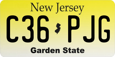 NJ license plate C36PJG