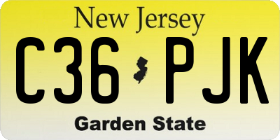 NJ license plate C36PJK