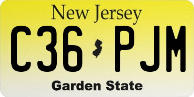 NJ license plate C36PJM