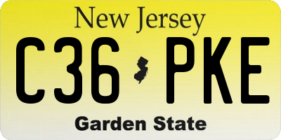 NJ license plate C36PKE