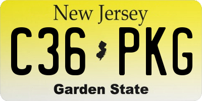 NJ license plate C36PKG