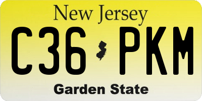 NJ license plate C36PKM