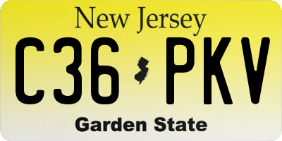 NJ license plate C36PKV