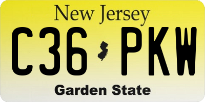 NJ license plate C36PKW