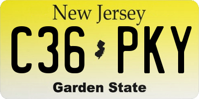 NJ license plate C36PKY