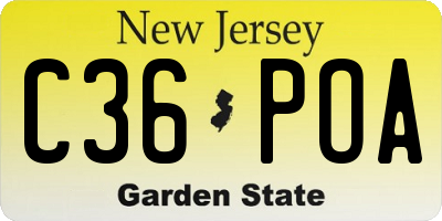 NJ license plate C36POA