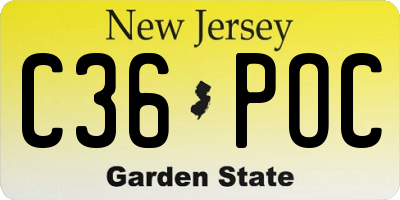 NJ license plate C36POC