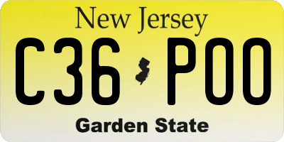 NJ license plate C36POO