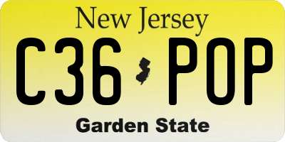NJ license plate C36POP