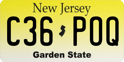 NJ license plate C36POQ