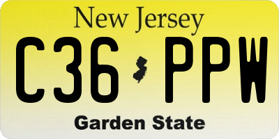 NJ license plate C36PPW
