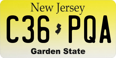 NJ license plate C36PQA