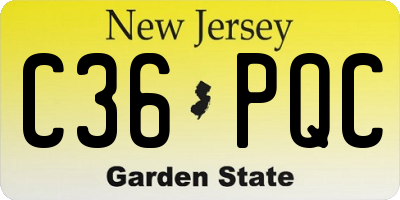 NJ license plate C36PQC