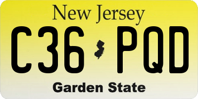NJ license plate C36PQD