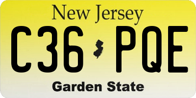 NJ license plate C36PQE