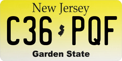NJ license plate C36PQF
