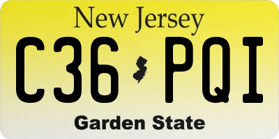 NJ license plate C36PQI