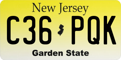 NJ license plate C36PQK