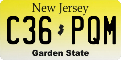 NJ license plate C36PQM