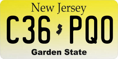 NJ license plate C36PQO