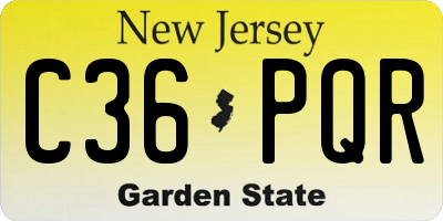 NJ license plate C36PQR