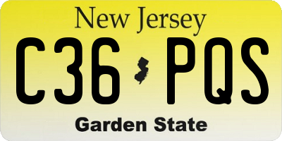 NJ license plate C36PQS