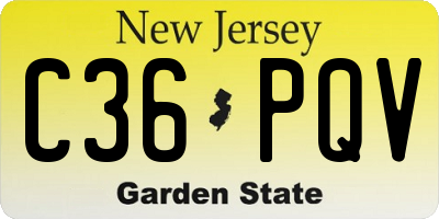 NJ license plate C36PQV