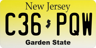 NJ license plate C36PQW
