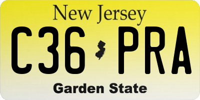 NJ license plate C36PRA