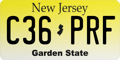 NJ license plate C36PRF