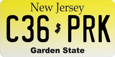 NJ license plate C36PRK