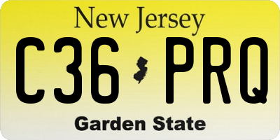 NJ license plate C36PRQ