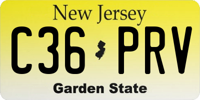 NJ license plate C36PRV