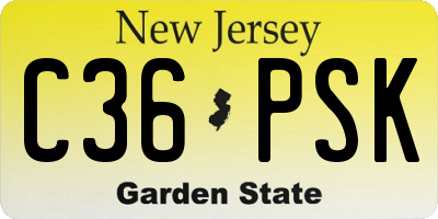 NJ license plate C36PSK