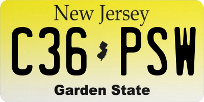 NJ license plate C36PSW