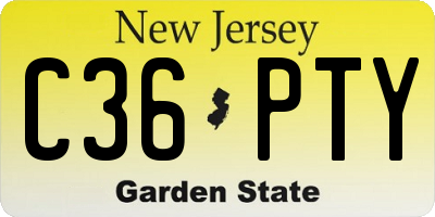 NJ license plate C36PTY