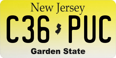 NJ license plate C36PUC